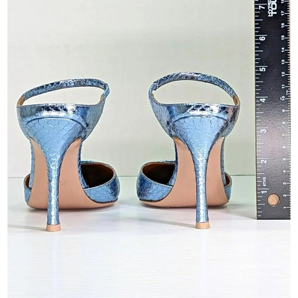 Malone Souliers Women's Uma 90 Pointed Toe Mules Heel Steel Size 37.5 MSRP $775 - Picture 9 of 12